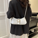 French texture popular bag white underarm bag Fashion bags women's solid color French niche portable baguette bag Affordable bags Convertible bag Top-handle bag