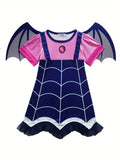 Adorable Girls' Vampirina Costume Set - Soft Velvet Halloween Dress with Detachable Bat Wings & Matching Headband - Perfect for Cosplay, Parties & Photoshoots - Sizes 2Y to 7Y