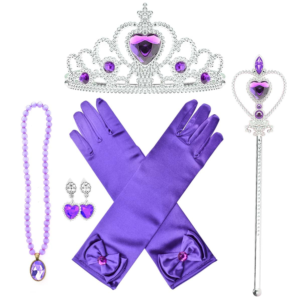 Frozen Princess Dress Up Jewelry Dress Up Set for Girls Jewelry Accessories with Crowns, Necklaces, Wands, Gloves, Earrings