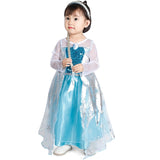 KAWELL Elsa Dress Up Costume With Cosplay Accessories Crown Wand & Gloves