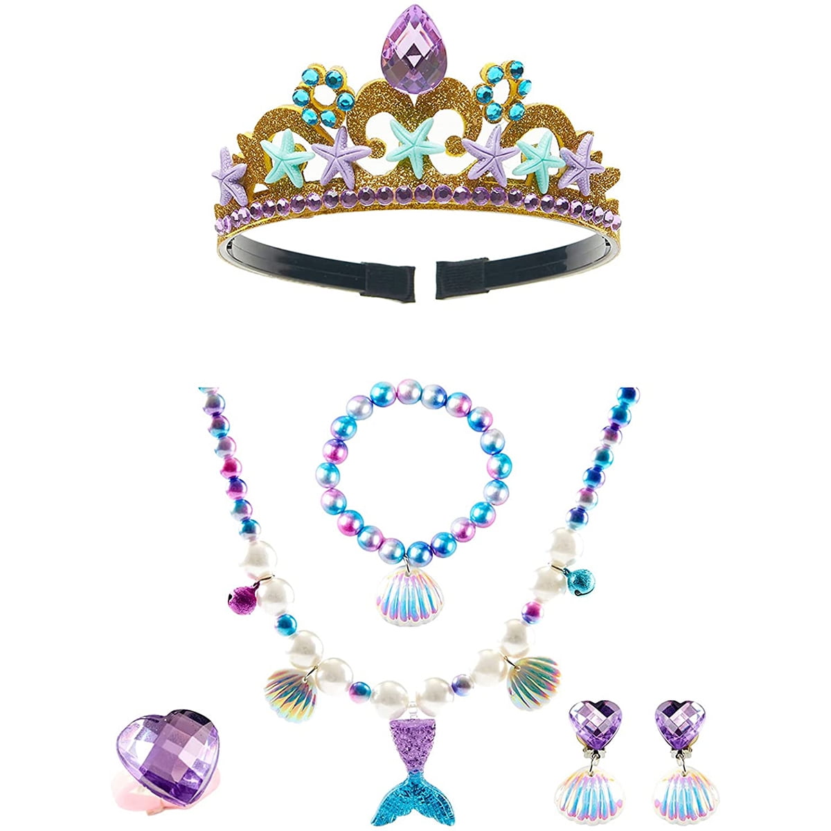 Frozen Princess Dress Up Jewelry Dress Up Set for Girls Jewelry Accessories with Crowns, Necklaces, Wands, Gloves, Earrings