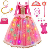 Princess Dresses for Girls - Light Up Princess Dress Up for Girls 3-8 Year Old, Costume for Girls Halloween Birthday