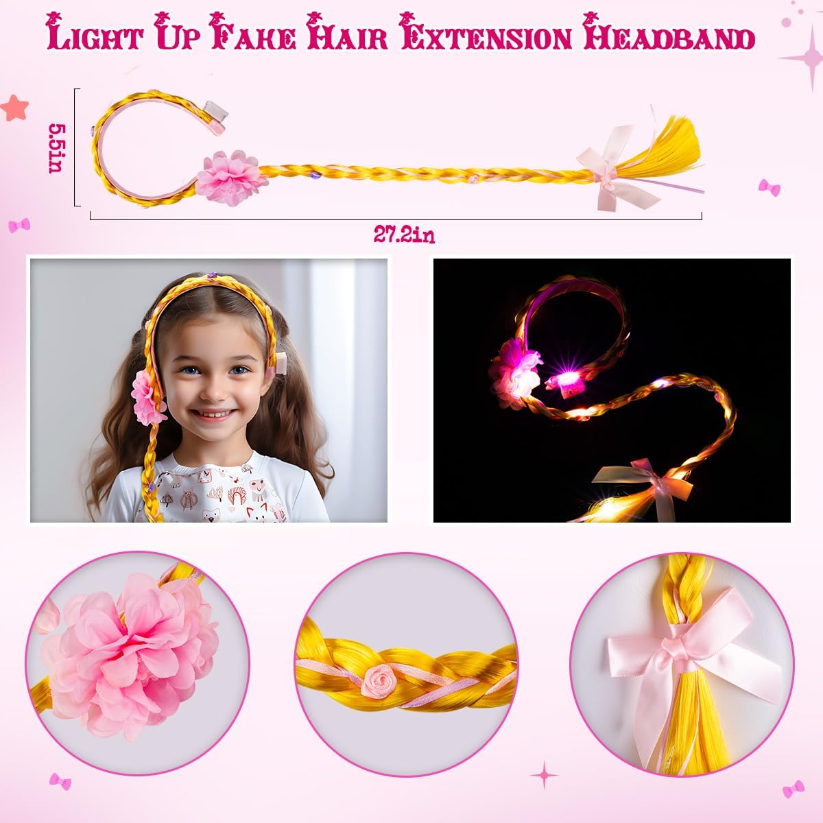 Princess Dresses for Girls - Light Up Princess Dress Up for Girls 3-8 Year Old, Costume for Girls Halloween Birthday