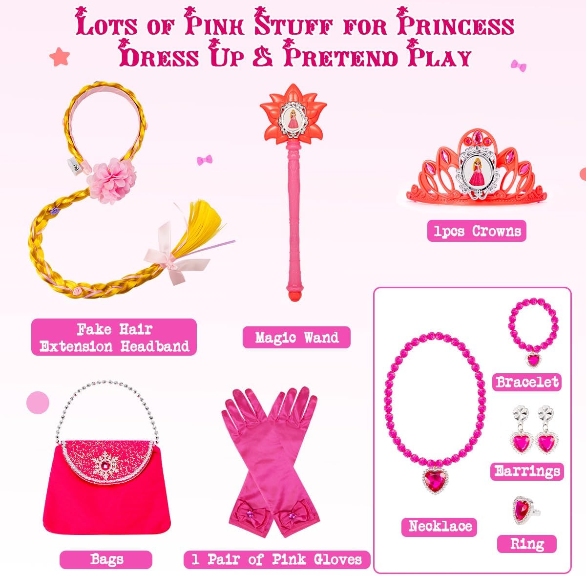 Princess Dresses for Girls - Light Up Princess Dress Up for Girls 3-8 Year Old, Costume for Girls Halloween Birthday