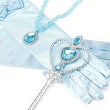 Frozen Princess Dress Up Jewelry Dress Up Set for Girls Jewelry Accessories with Crowns, Necklaces, Wands, Gloves, Earrings