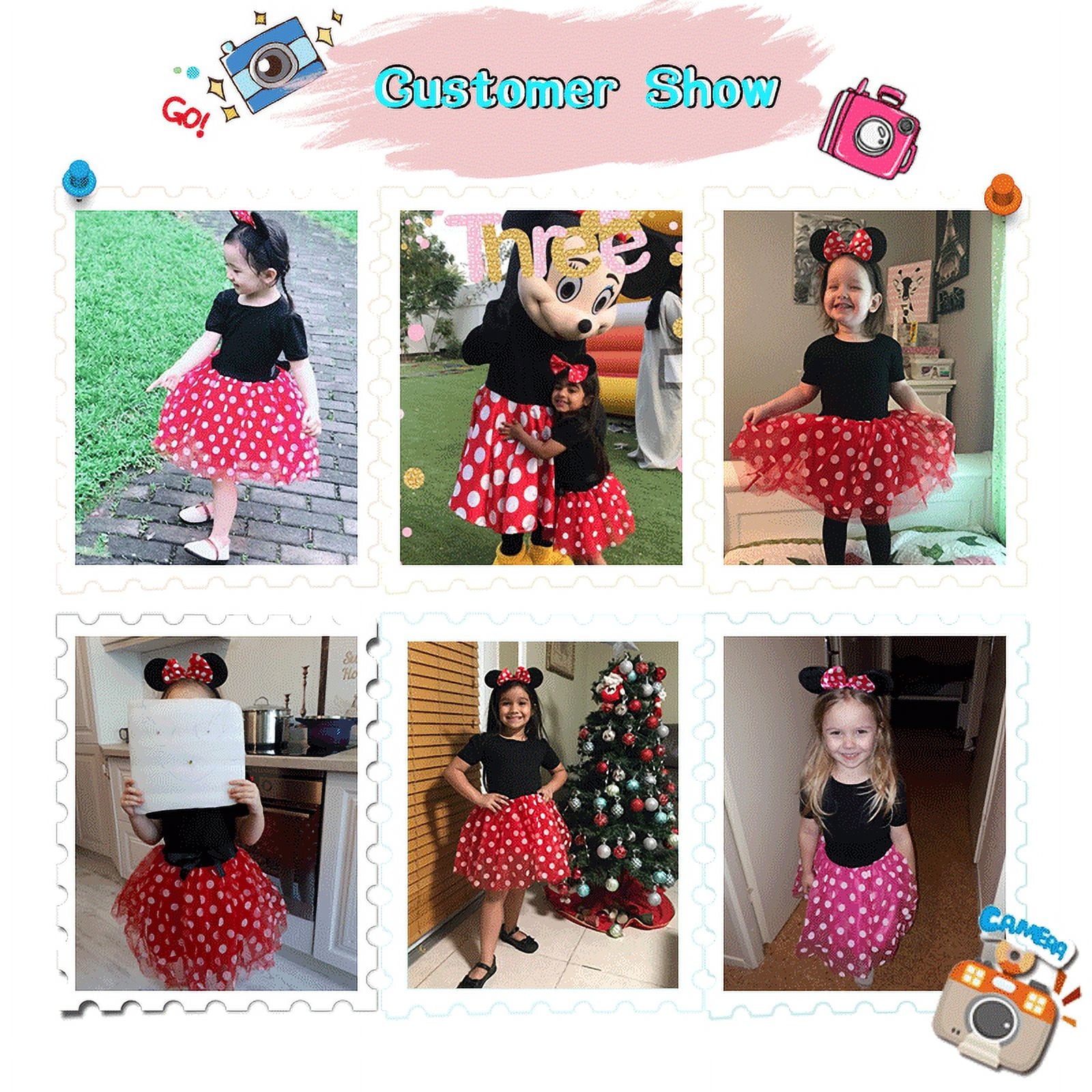 Minnie Costume Baby Girl Dress Mouse Ear Headband Polka Dot Dress
