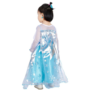 KAWELL Elsa Dress Up Costume With Cosplay Accessories Crown Wand & Gloves