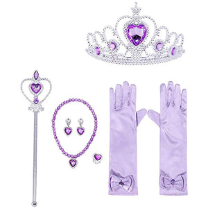 Frozen Princess Dress Up Jewelry Dress Up Set for Girls Jewelry Accessories with Crowns, Necklaces, Wands, Gloves, Earrings