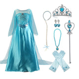 KAWELL Girls Princess Party Elsa Dress Little Girls Cosplay Costume with Accessories