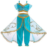 KAWELL Princess Jasmine Dress Christmas Fancy-Dress Costume with Accessories for Child