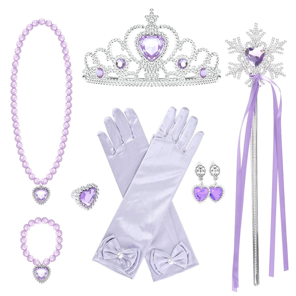 Frozen Princess Dress Up Jewelry Dress Up Set for Girls Jewelry Accessories with Crowns, Necklaces, Wands, Gloves, Earrings