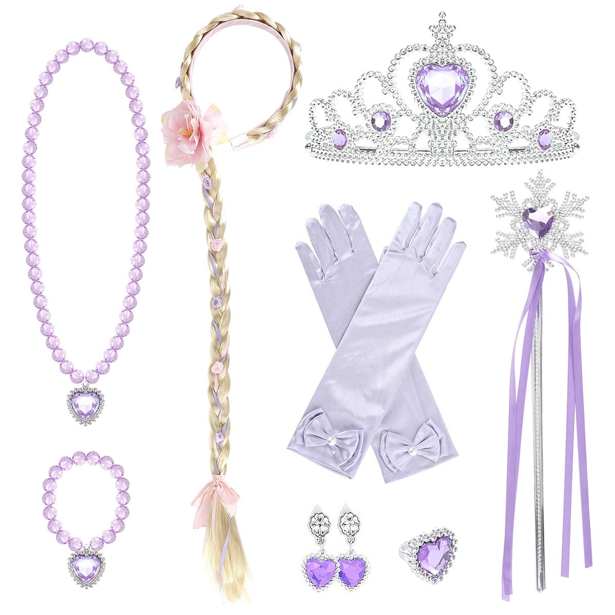 Frozen Princess Dress Up Jewelry Dress Up Set for Girls Jewelry Accessories with Crowns, Necklaces, Wands, Gloves, Earrings