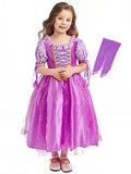 Cute Style Regular Fit Woven Polyester Fairytale Princess Costume, Solid Color with Slight Stretch, Bubble Sleeve Casual Dress for Character Performance, Party & Birthday Gift